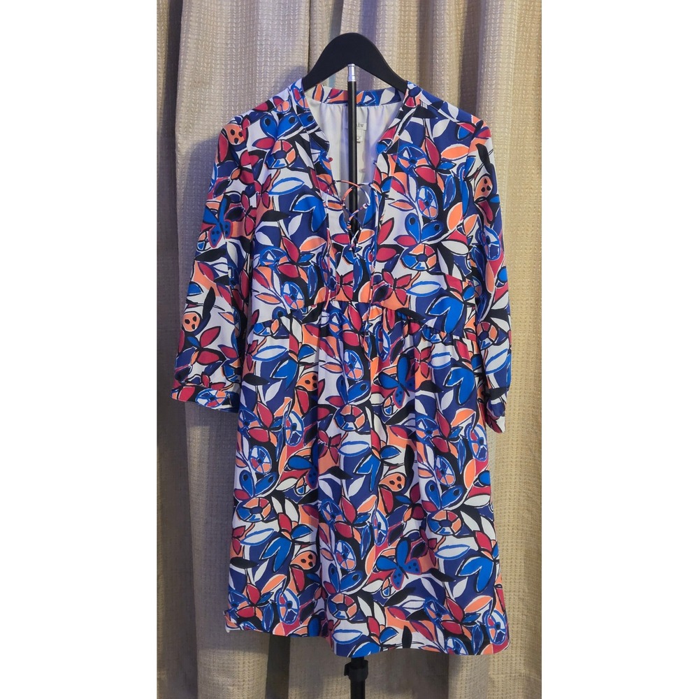 J.Crew‎ Lace Up Vibrant Abstract Butterfly Print Dress Women's Size Small